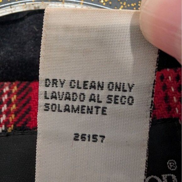 Vintage Sag Harbor Plaid Blazer Womens Size 12 Red Wool Blend Velvet Collar - Picture 5 of 9